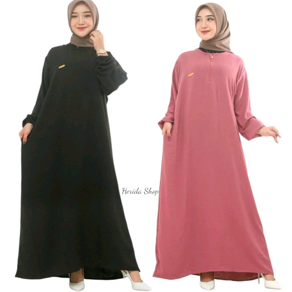Gamis Polos Muslimah Bahan Crinkle Airflow Ld 130cm