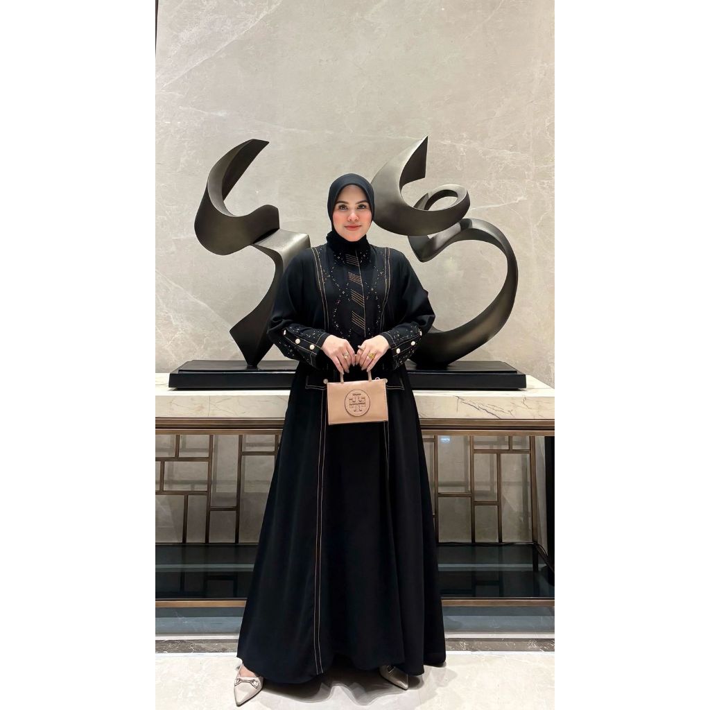 Velora Colection Dress Bilqis Baju Gamis Abaya Turkey Hitam Fashion Muslim CantiK Mewah Terbaru 2025