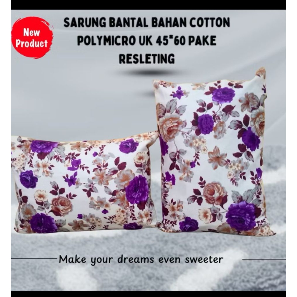 5496 - Sarung Bantal Resleting Sarung bantal motif bunga l sarung bantal murah grosir