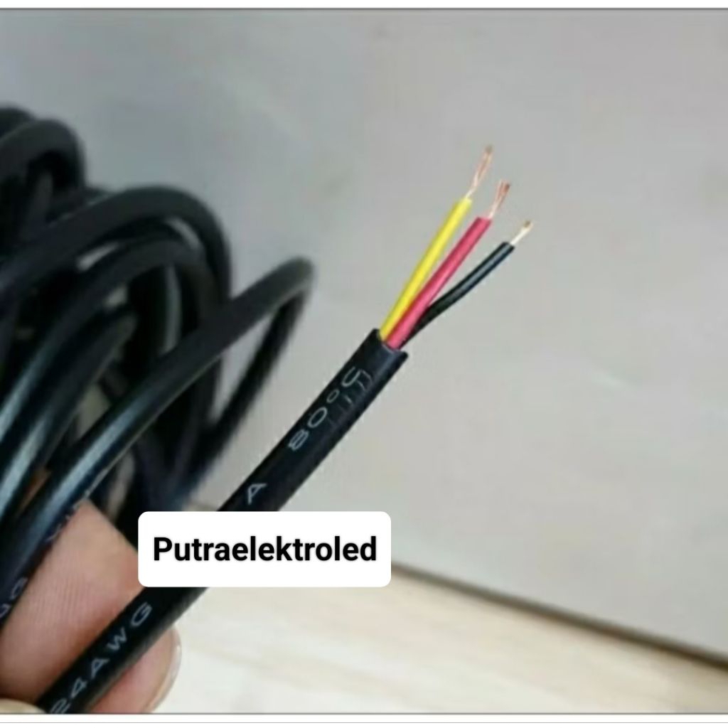 Kabel Awg24 3 Jalur 1meter Kabel Serabut Tembaga Murni / Kabel Awg 24 isi 3