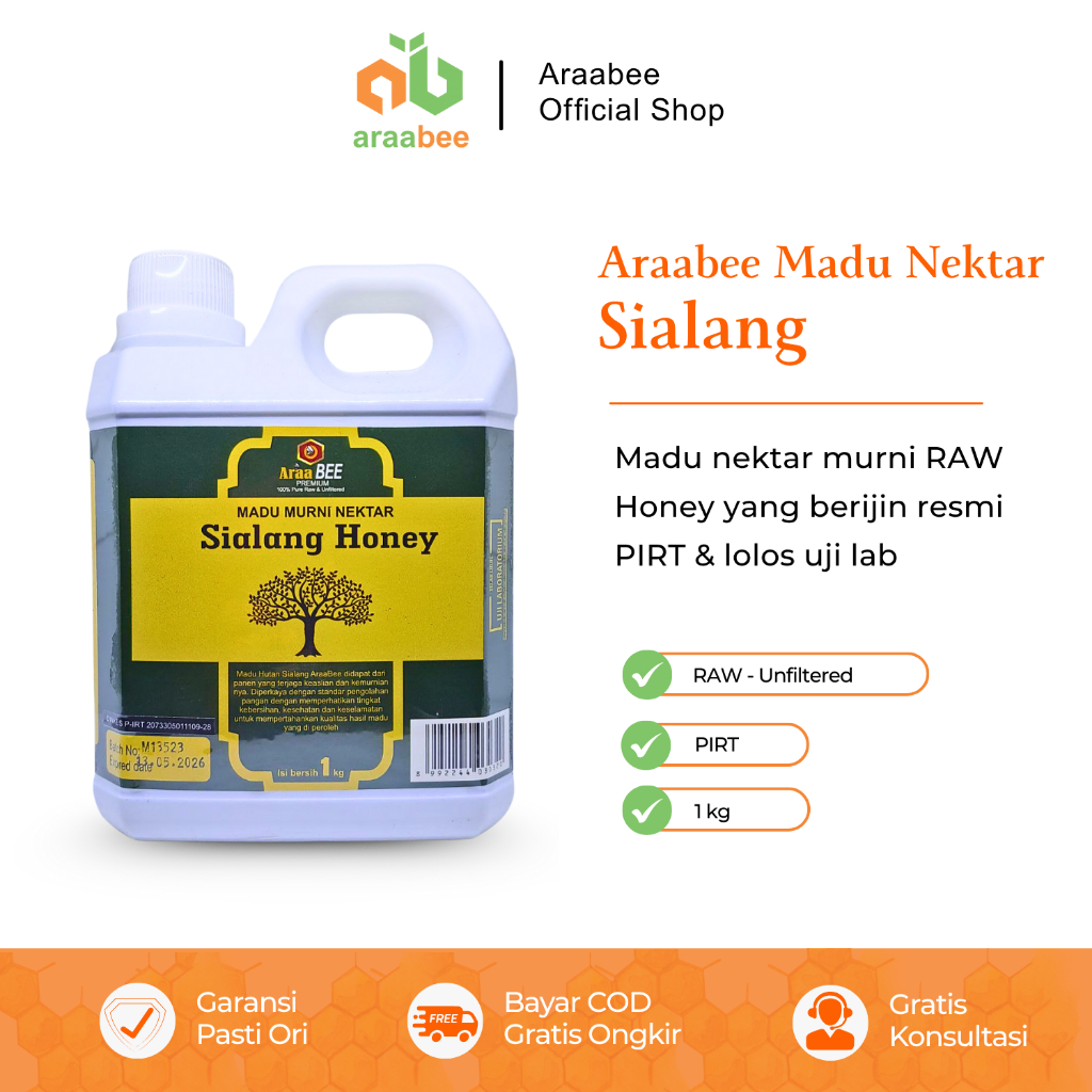

ARAABEE Madu Murni Nektar Sialang 1kg Asli 100% Tanpa Campuran RAW Honey Unfiltered