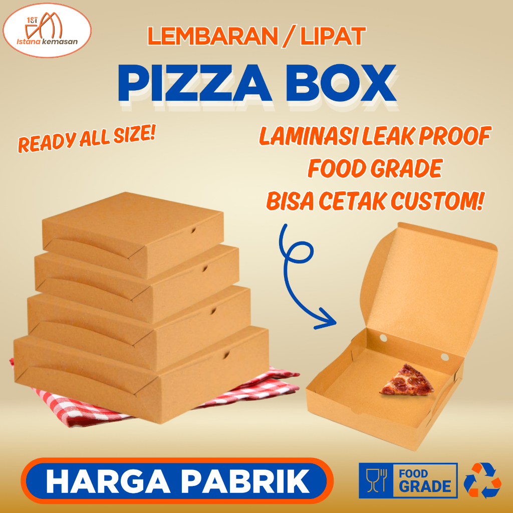

Box Kotak Pizza Bahan Kraft Laminasi ukuran 16x16 / 20x20 / 22x22 / 25x25