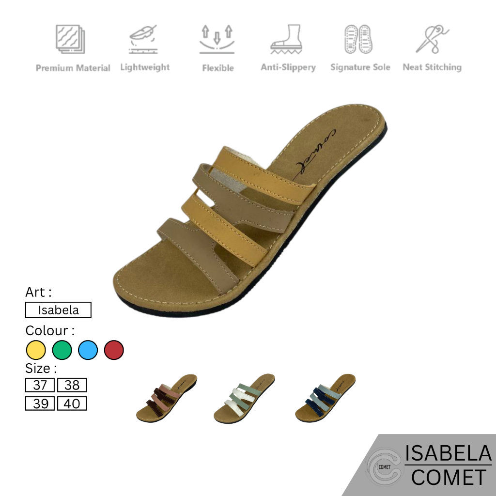Comet - Sandal Wanita ISABELA Sandal Wanita Slop Kokop Teplek Motif Kombinasi Color Series