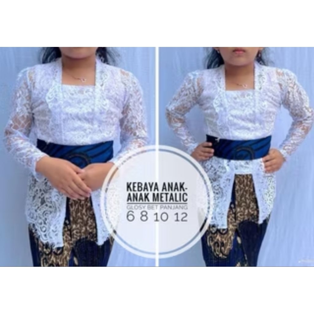 Kebaya Brokat Metalik Untuk Anak Tangan Panjang/Kebaya Brokat Untuk Anak/Kebaya Brokat Metalik/Kebay