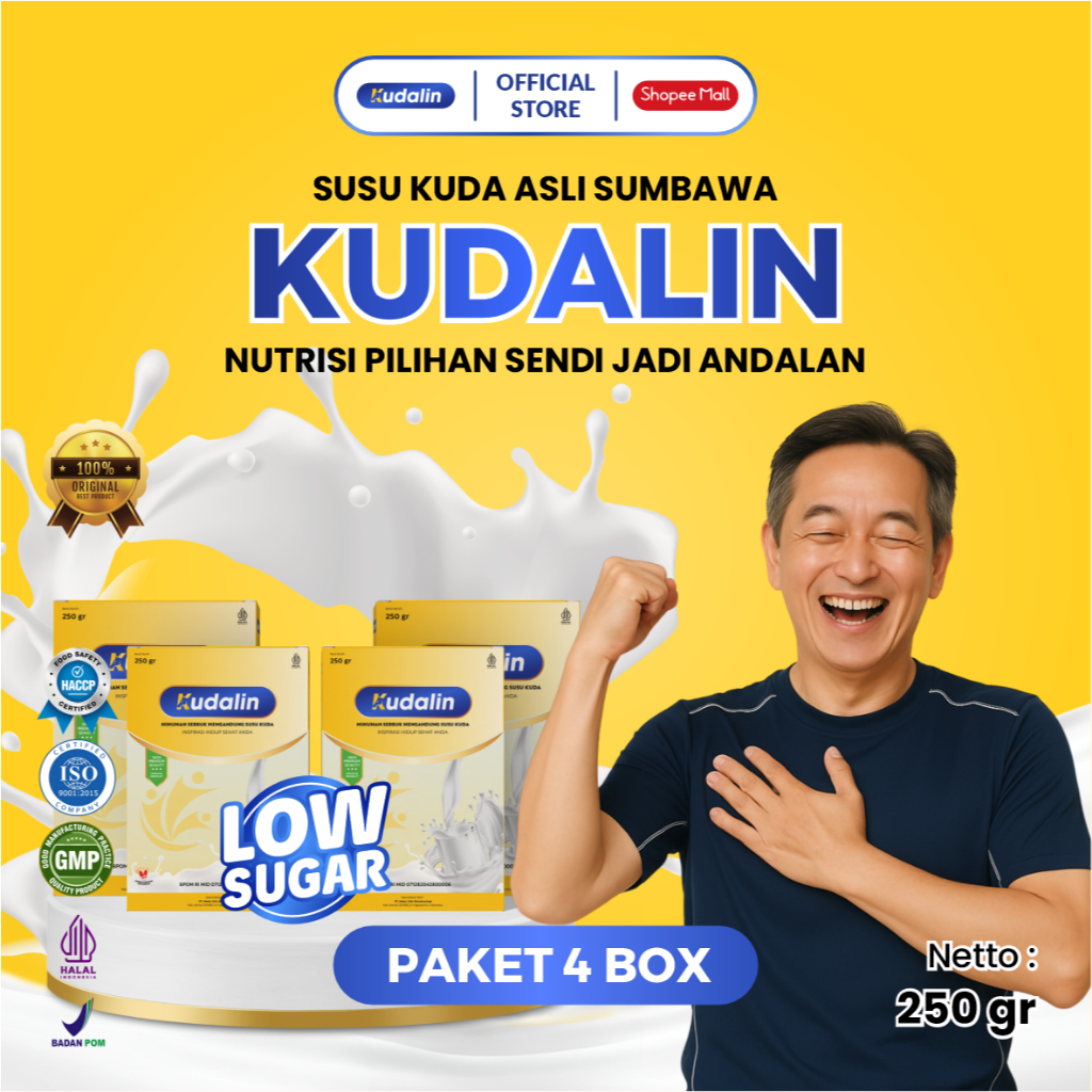 

Kudalin Susu Kuda Murni Untuk Kesehatan Rasa Original Berat Per Box 250 Gram Paket 4 Box
