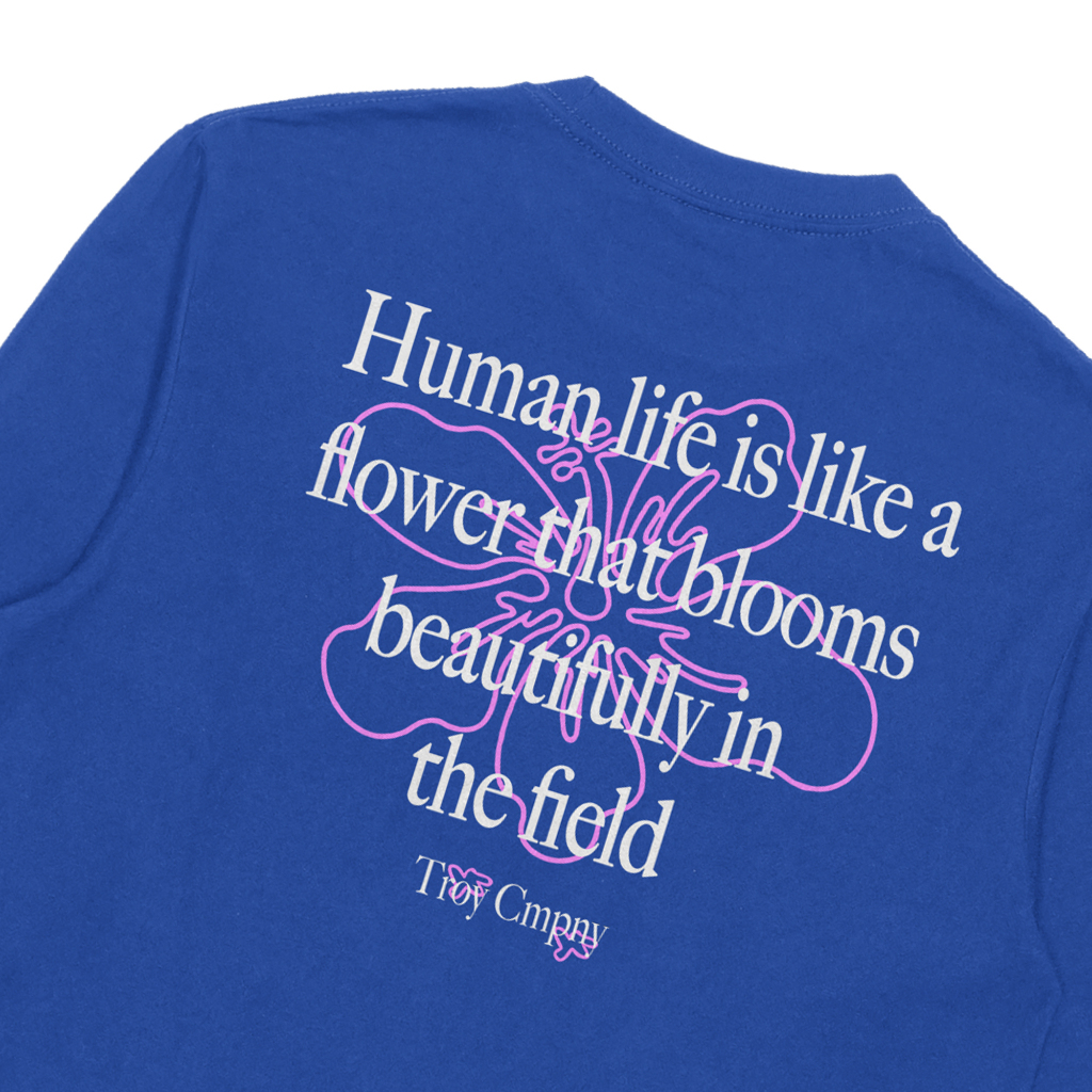 Troy Company Longsleeve Tshirt Royal Blue Bloomed Life - Kaos Lengan Panjang Biru Benhur LS 3160