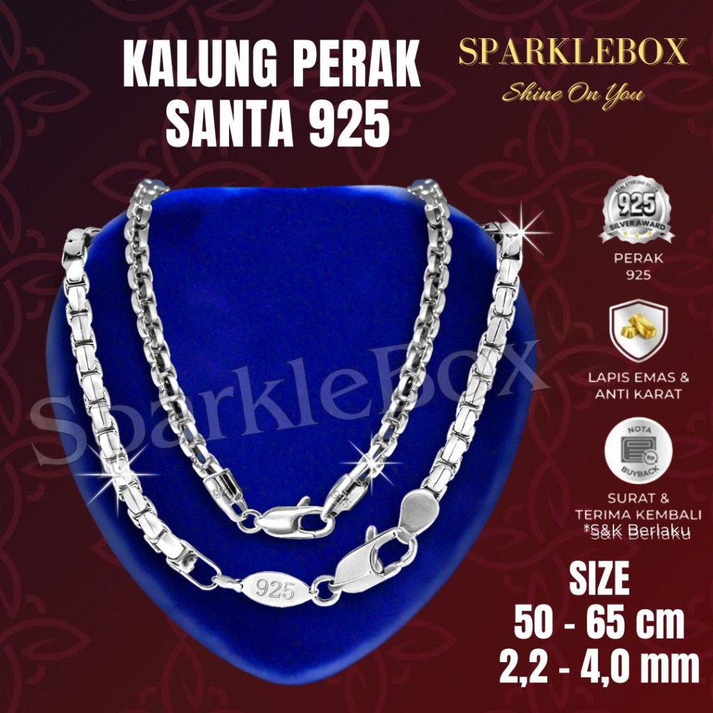 Kalung Perak Asli - Kalung Perak Pria - Kalung Perak - Kalung Santa - Sparkle Box