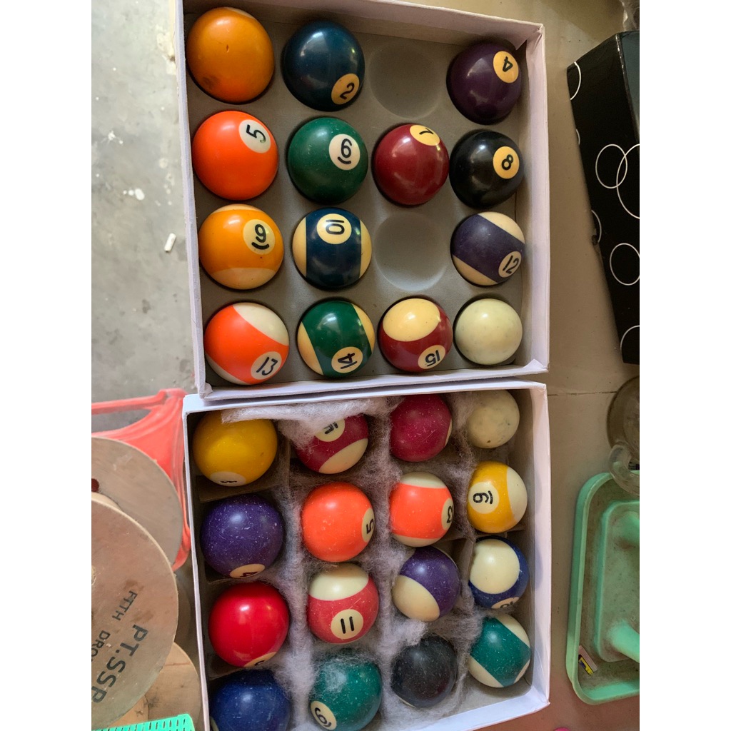 BOLA BILLIARD KECIL BEKAS 2 SET (48mm)