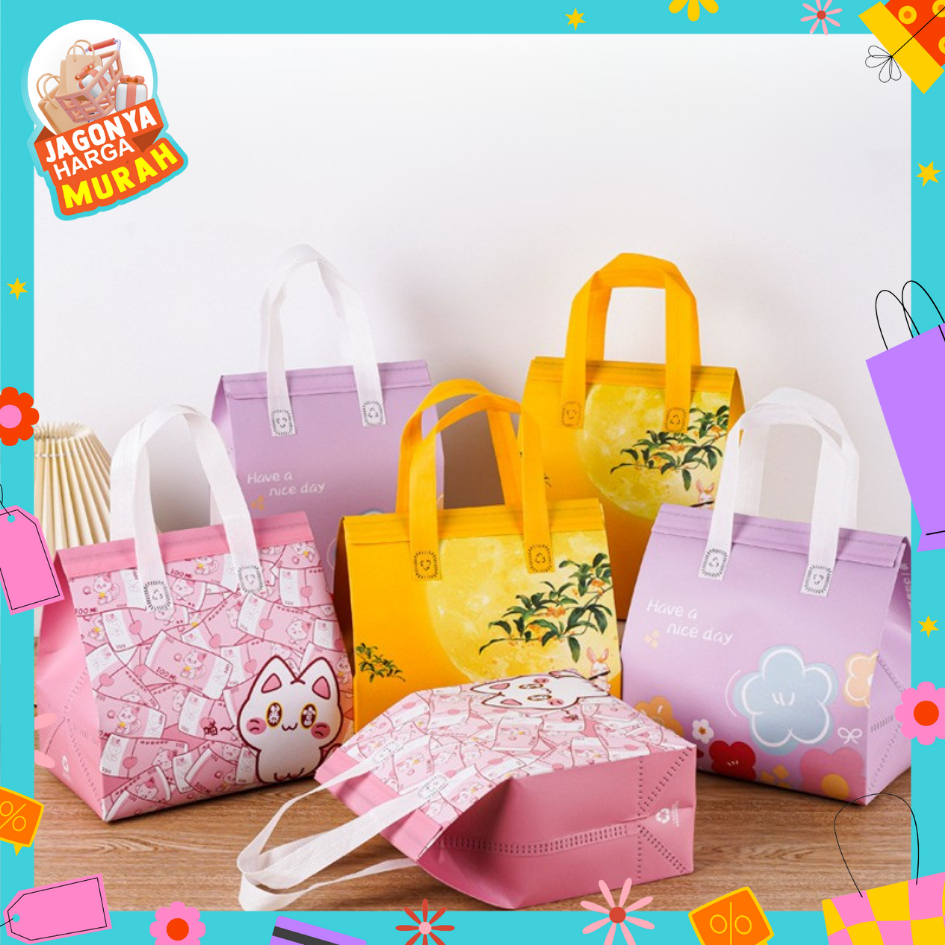 Jhm Tas Thermal Cooler Bag Karakter Kartun Tas Bekal Makanan Alumunium Foil Lunch Cooler Bag Tas Bekal Anti Air Tahan Panas Dan Dingin Ukuran Kecil Sedang Besar