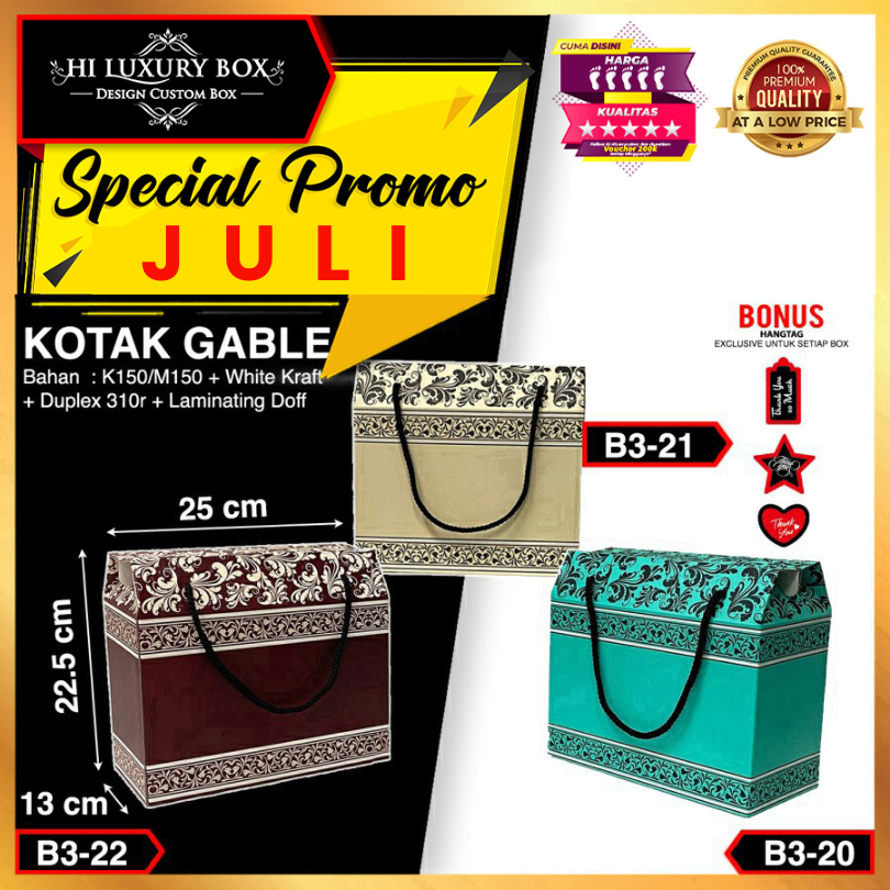 

Kotak Kue|Kotak Hampers|Dus kue|Gable Box|Packaging|25x13x22.5
