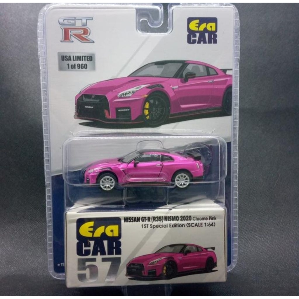NISSAN GTR R35 CHASE VERSION PINK CHROME DIECAST MINI SCALE ERA CAR (ULTRA RARE)