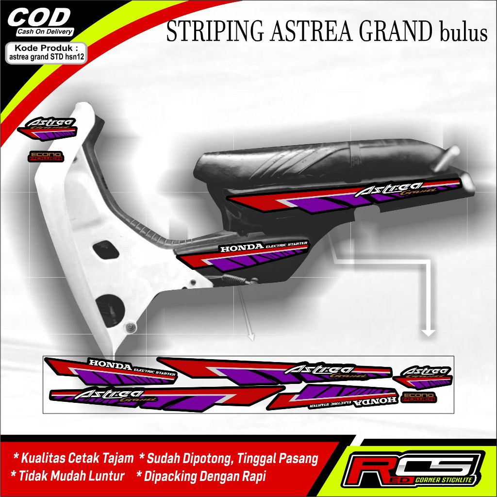 Striping Astrea Grand bulus - Sticker list Striping Motor Astrea Grand kapsul motif ori