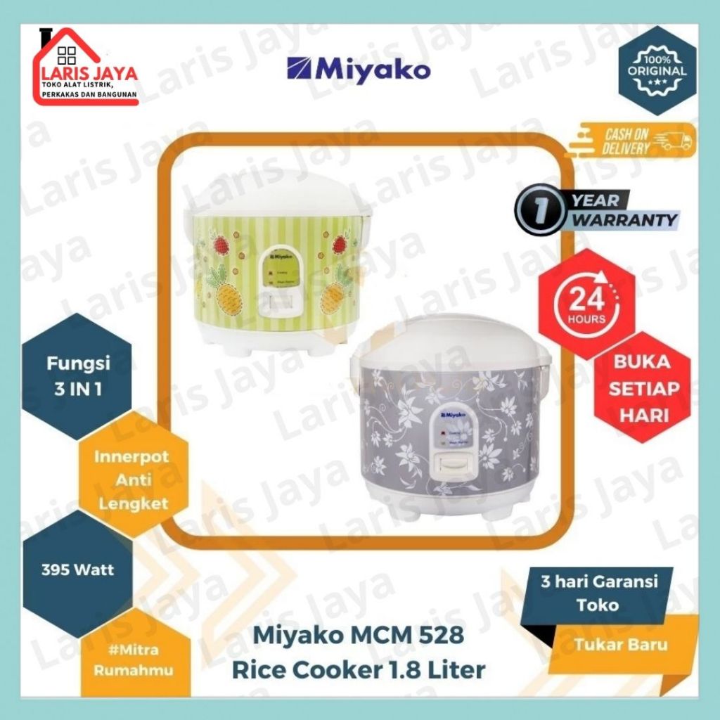 Miyako Magic Com MCM-528 1,8 Liter / Miyako 528 / Penanak Nasi Miyako / Rice Cooker Miyako 528