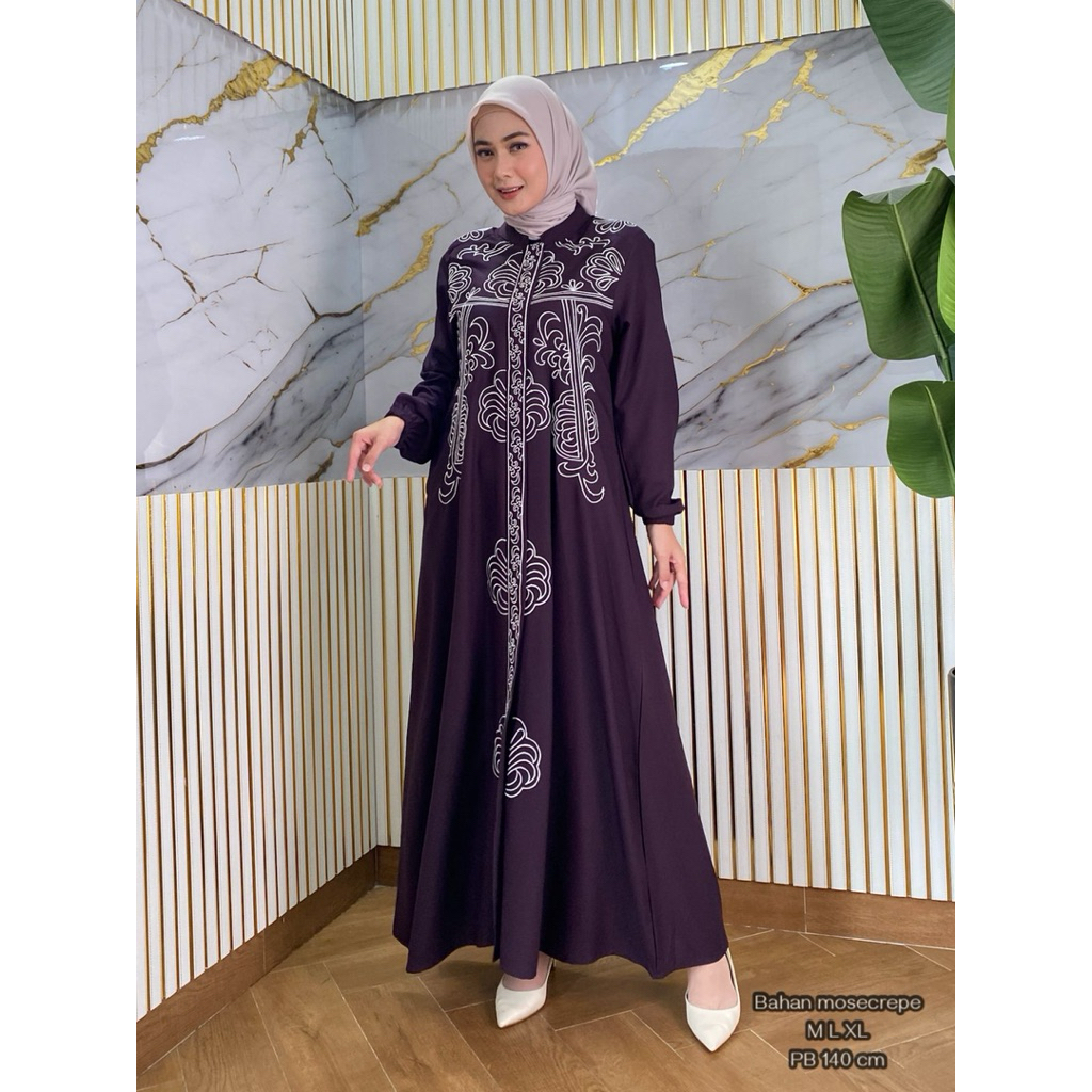 GAMIS BORDIR BAHAN MOSCREPE PREMIUM || BUSANA WANITA TERBARU BAHAN MOSCREPE PREMIUM