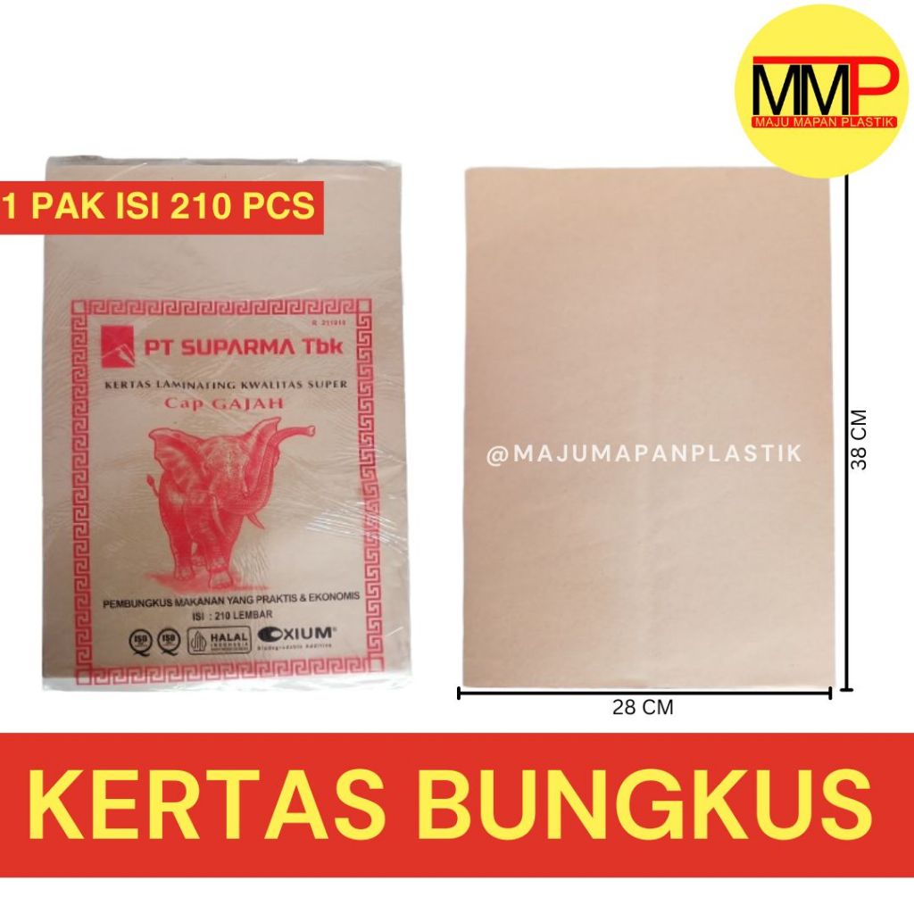 

Kertas Bungkus Coklat 210 lbr / Kertas Minyak Gajah Merah dan Gajah Biru / Kertas Bungkus Foodgrade