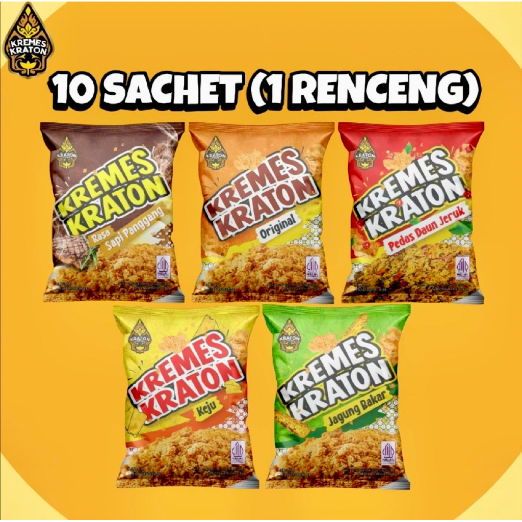 

1 Renceng = 10 Sachet Kremes Kraton Gurih dan Renyah