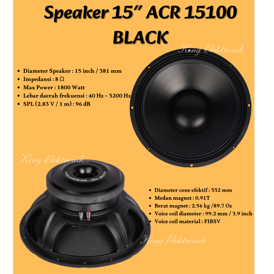 Speaker 15 Inch Subwoofer ACR 15100 Black