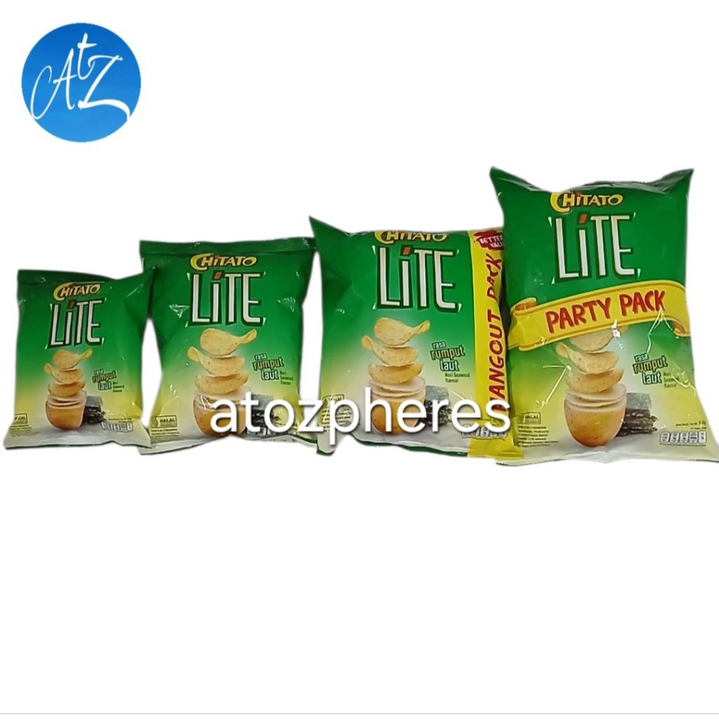 

Cemilan snek makanan ringan kripik keripik kentang rasa rumput laut halal MUI CHITATO LITE Nori Seaweed Flavour flavor potato chip chips snack kemasan 35g 68g HANGOUT 115g PARTY PACK 168g