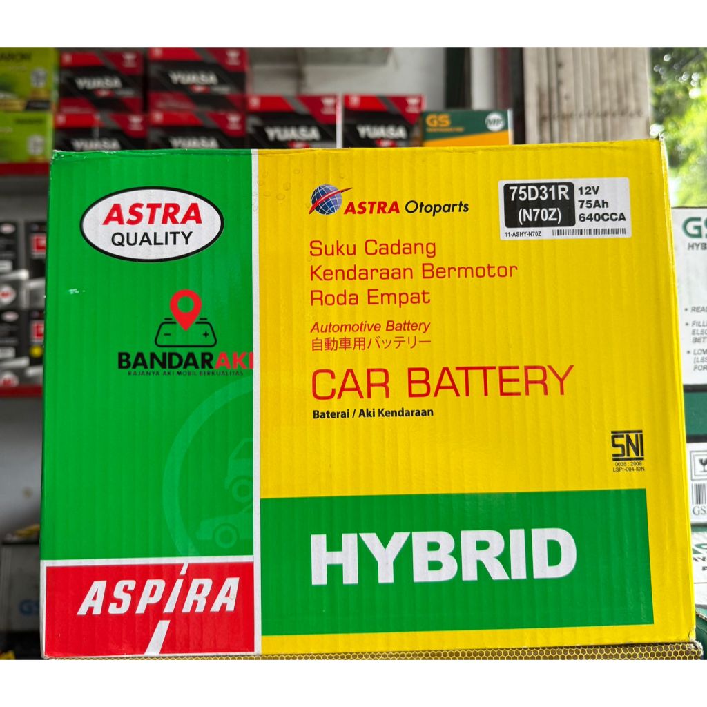 AKI 75 AMPER = N70Z ASPIRA ASTRA JAMINAN 100% ORIGINAL ASTRA