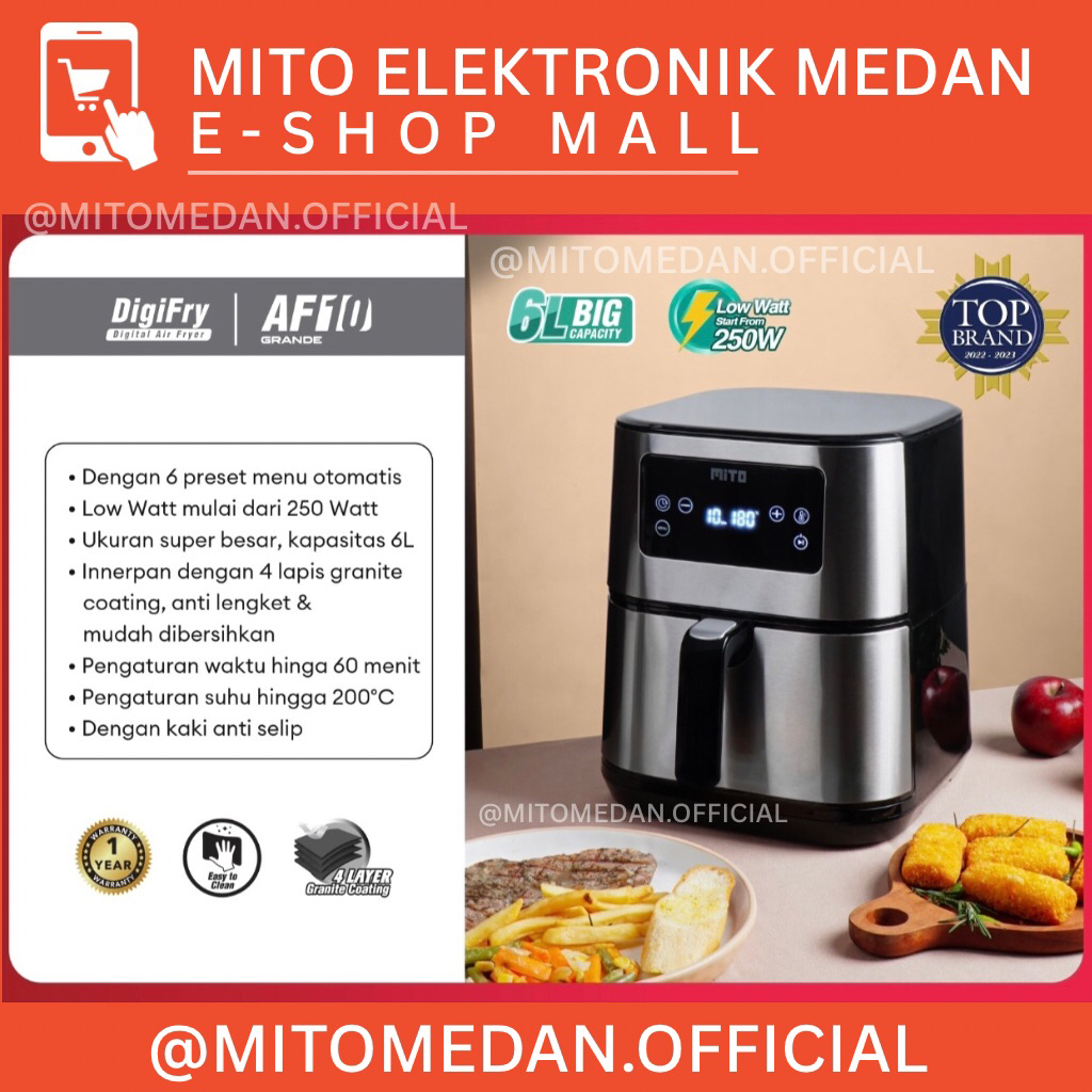 MITO MEDAN - MITO Grande Air Fryer DigiFry AF10 Mesin Penggoreng Tanpa Minyak 6L