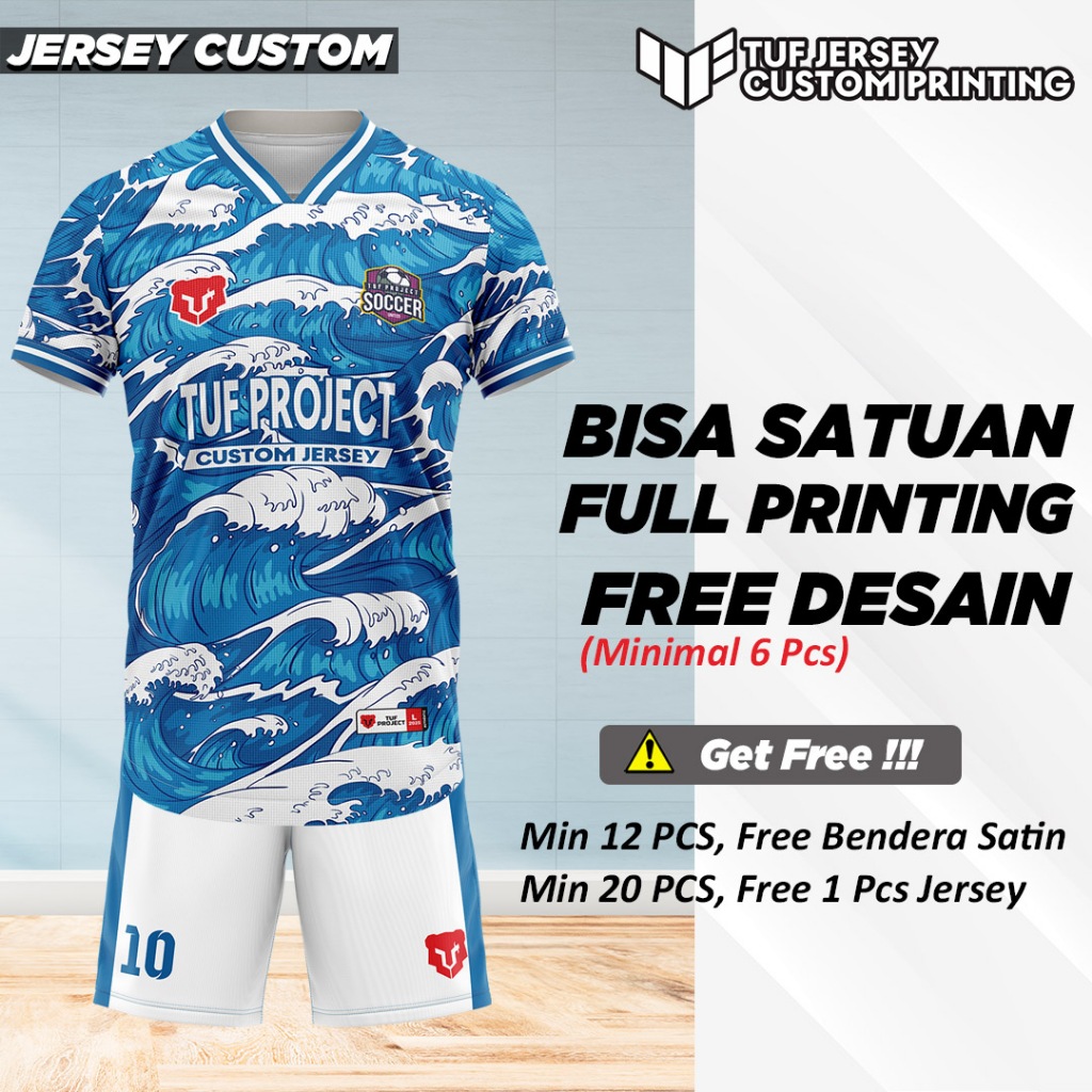 Jersey Printing Custom Futsal Sepak Bola Voli Badminton Kaos Jarsey Jersi Volly Volley Football Bulu
