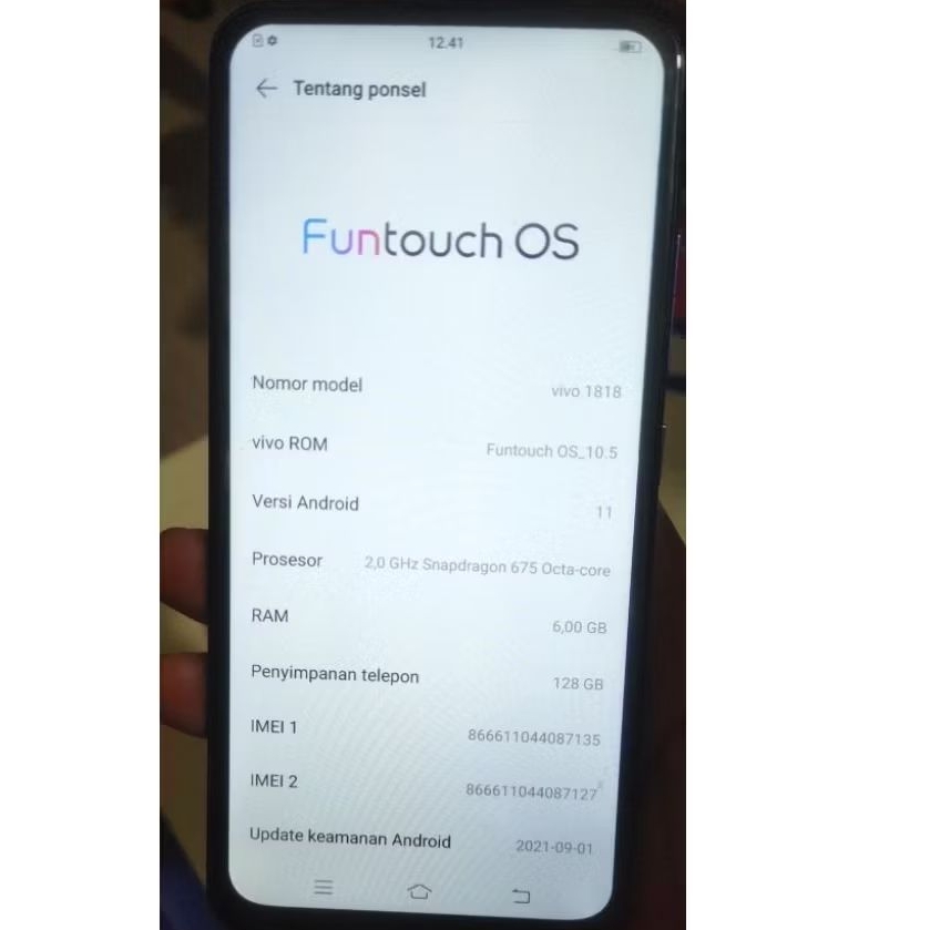 HP SECAND VIVO V15 PRO RAM 6/128GB - HP VIVO V15 PRO 6/128