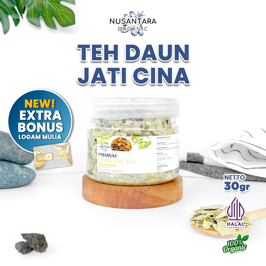 

Nusantara Organic Teh Daun Jati Cina Senna Leaf Tea Herbal Alami Organik Siap Seduh 30gr