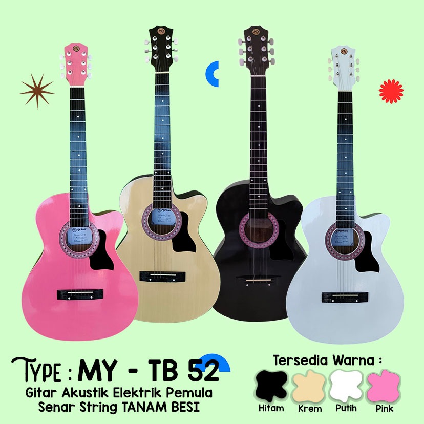 Gitar Akustik Elektrik Pemula MY - TB 52 Equalizer 7545R Tanam Besi Bergaransi