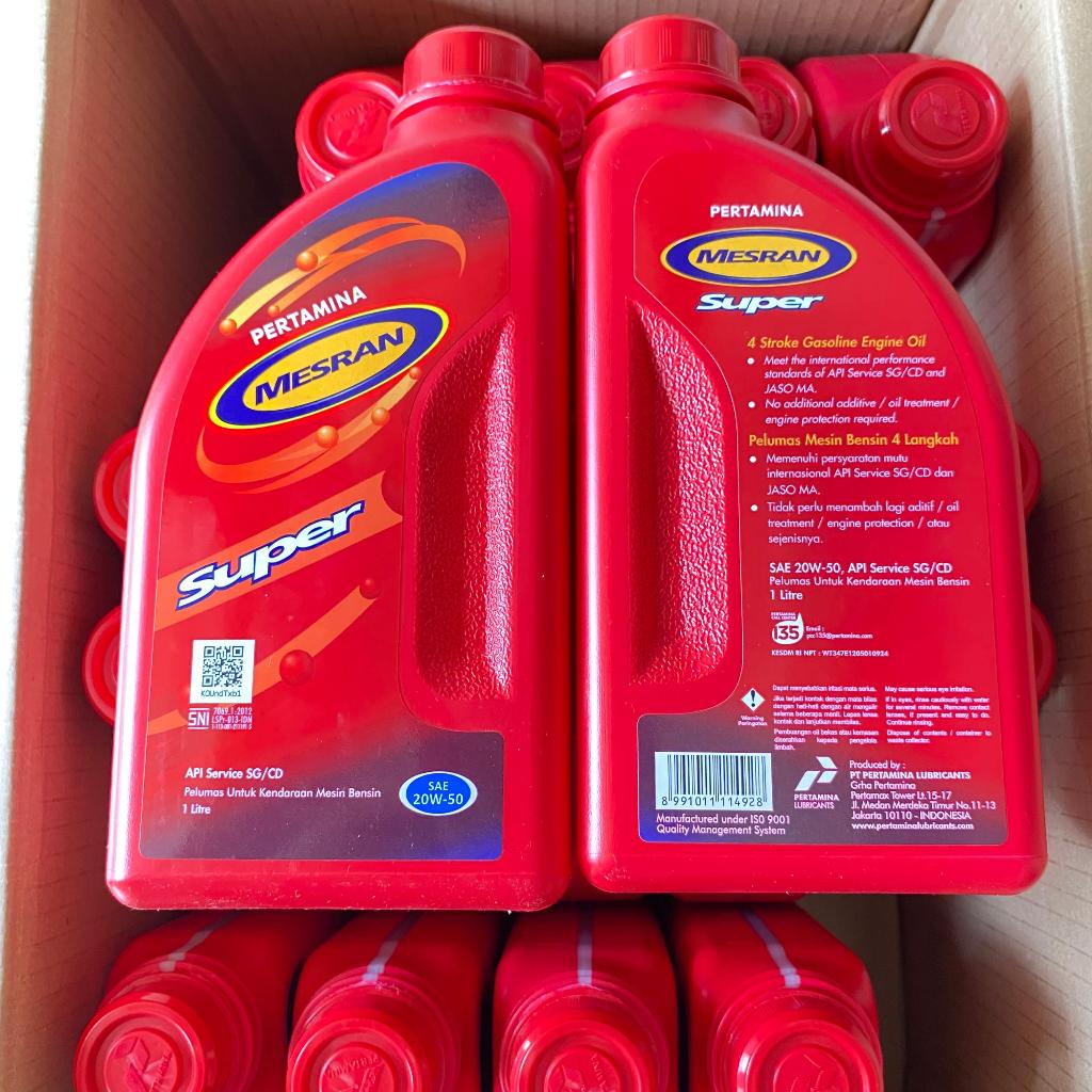 ( PAKET 1 DUS 20 BTL ) OLI PERTAMINA MESRAN 20W-50 1 LITER
