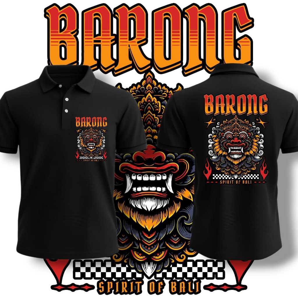 ALPHA - KAOS KERAH POLOS PRIA DEWASA KEREN MOTIF BARONG BALI BATIK distro java