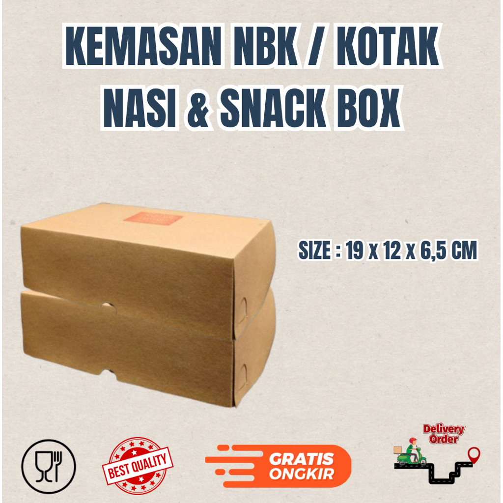 

KEMASAN NBK SIZE 19 x 12 x 6,5 CM - KEMASAN MAKANAN SEKALI PAKAI - SNACK BOX - KOTAK MAKANAN NON LAMINASI