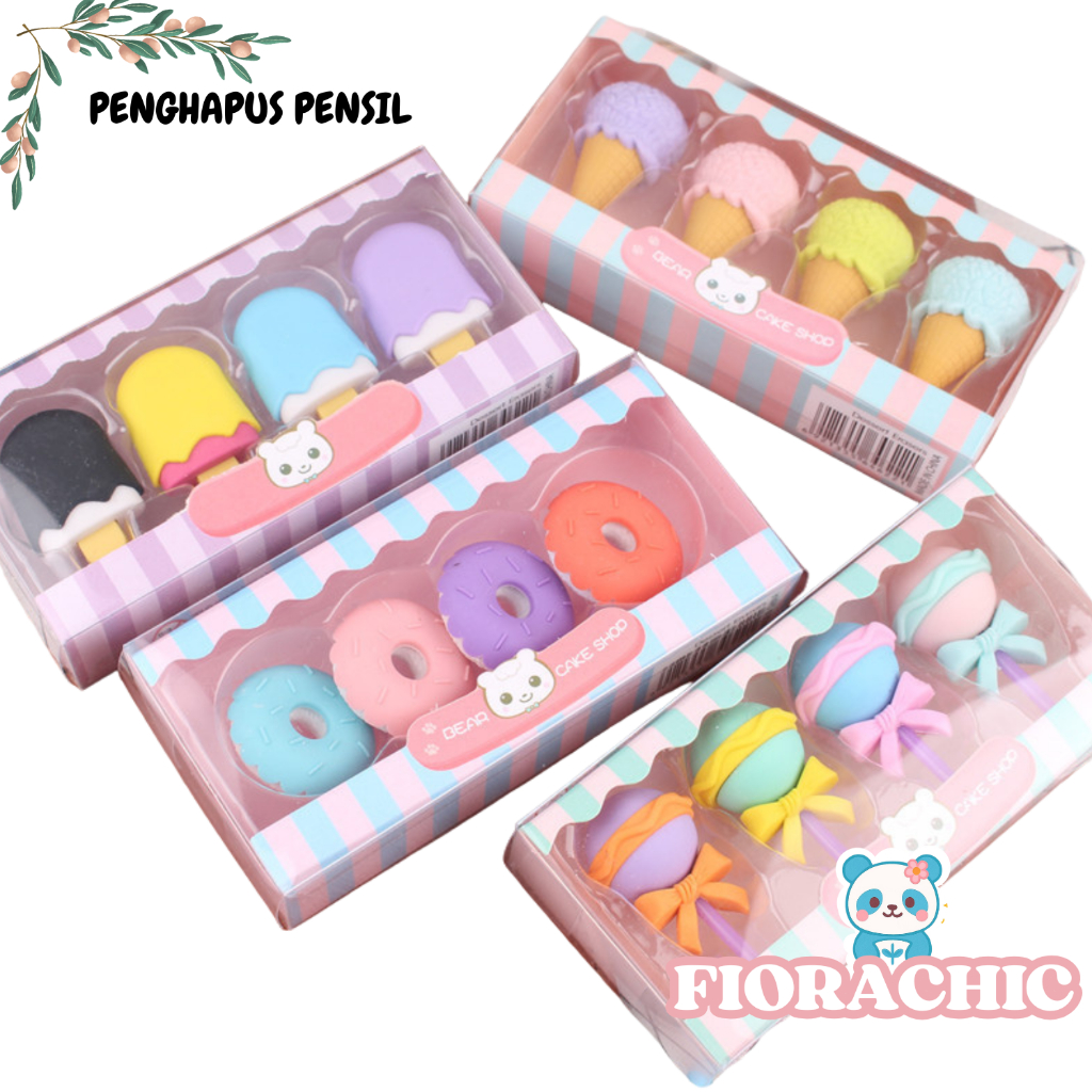 

FC- PENGHAPUS PENSIL H511 PENGHAPUS SET 4 IN 1 MODEL CUTE PENGHAPUS LUCU ERASER ICE CREAM