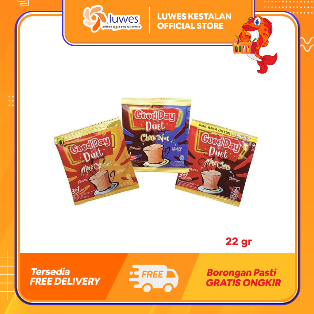 

Good Day Kopi Instant 3 In 1 Duet 110gr (5 sachet @22gr)