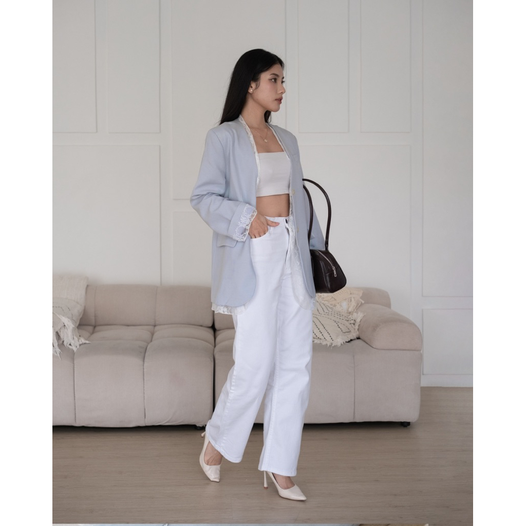 Kyoto long blazer premium linen | blazer panjang wanita korea