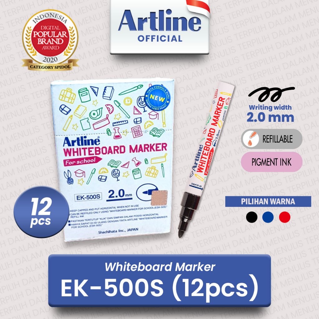 

[BOX/12PCS] ARTLINE Whiteboard Marker EK-500S Spidol Papan Tulis Non Permanen