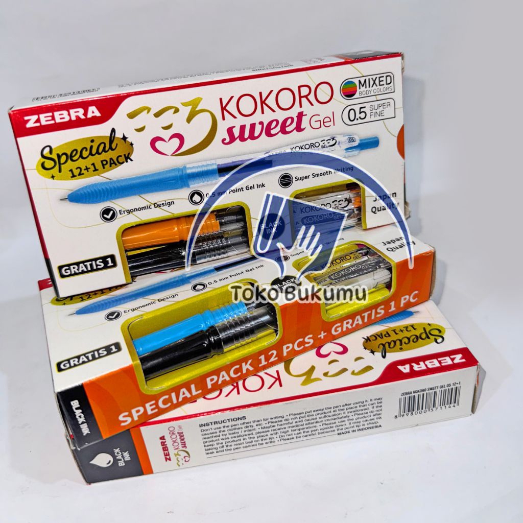 

Kokoro Pen/Pulpen/Bulpen Sweet Tinta Hitam Gel 0.5mm 1 Box Isi 12 Pcs
