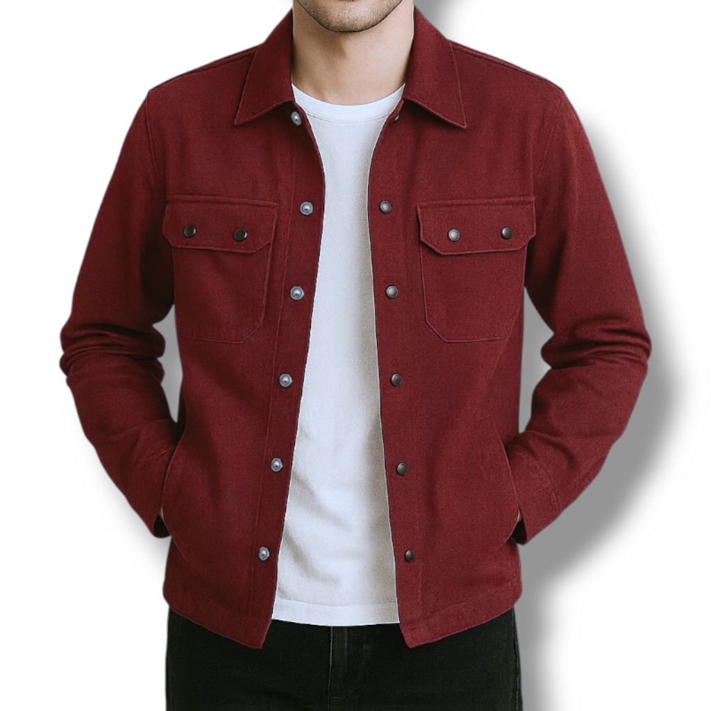 Kemeja Pria Lengan Panjang Polos Hem Kerja Kantor Cowok Kasual Baju Trucker Semi Parka Keren Terbaru