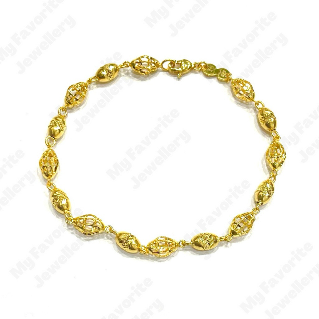 Gelang Oval Tabung Variasi Mewah EMAS ASLI Kadar 700 16K