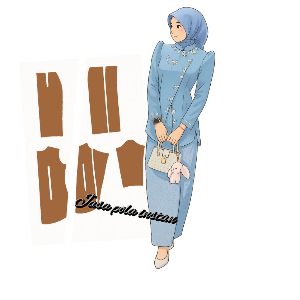 pola baju instan setelan kebaya janggan