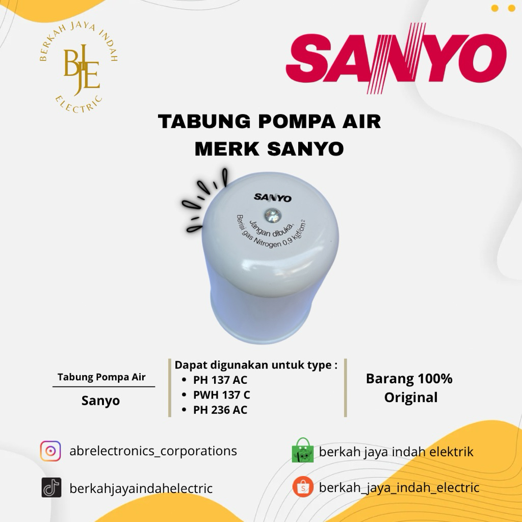 TABUNG POMPA AIR MERK SANYO PRESSURE TANK SANYO 2 LITER ORIGINAL