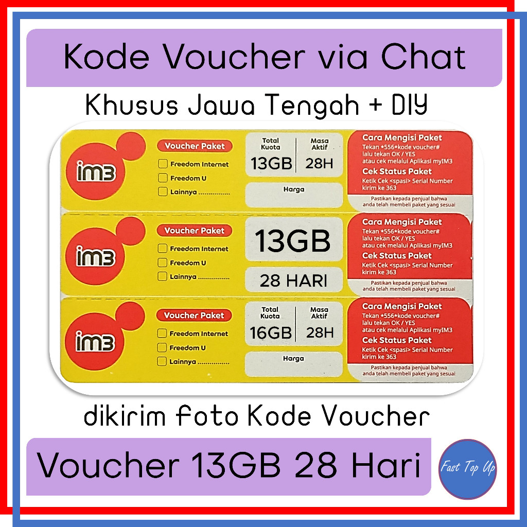 CHAT Voucher Indosat 13GB 28hari JATENG DIY