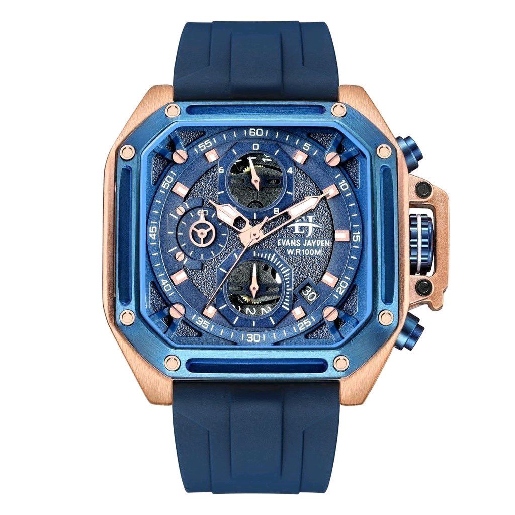 Jam Tangan Pria Evans Jayden 9558 Analog Cronograph Aktif Rubber Strap Original Garansi