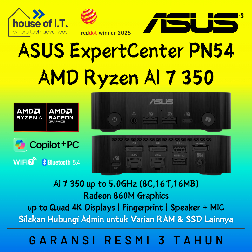 Mini PC ASUS PN54 Ryzen AI 7 350 - ASUS Mini PC AMD Ryzen - ASUS ExpertCenter PN54 Ryzen AI