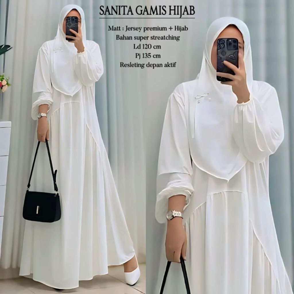 GAMIS SET HIJAB BAHAN JERSEY MEIZA INTANA SANITA TERLARIS SUPER MEWAH BEST SELLER/GAMIS WANITA IMPOR