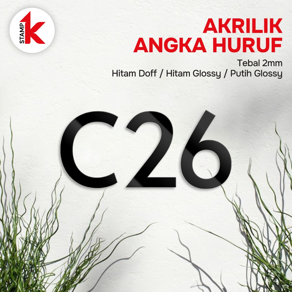 

Huruf Akrilik Angka Acrylic Nomor Rumah Nomor Kamar Huruf Timbul Tulisan Kost Apartemen Hotel | Include Double Tape Foam