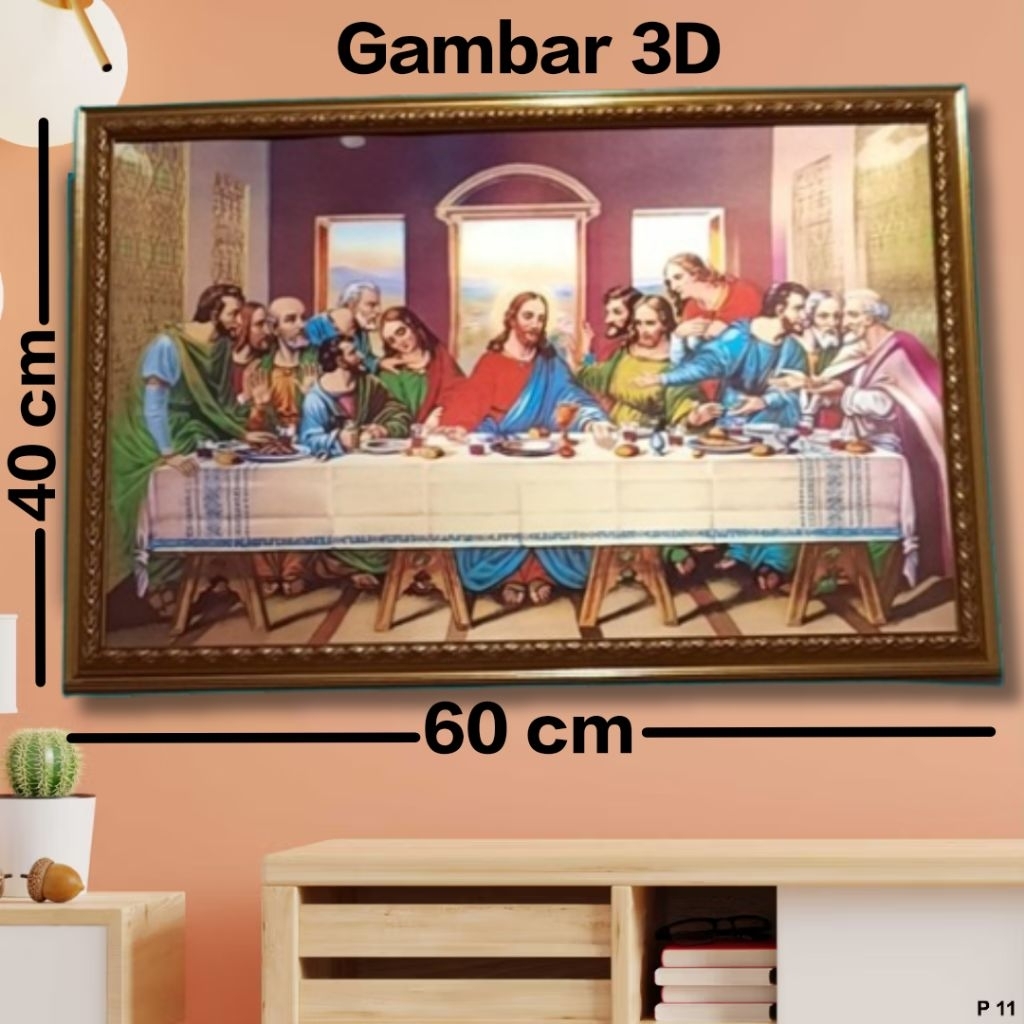 Lukisan 3 dimensi perjamuan kudus ukuran 40x60cm