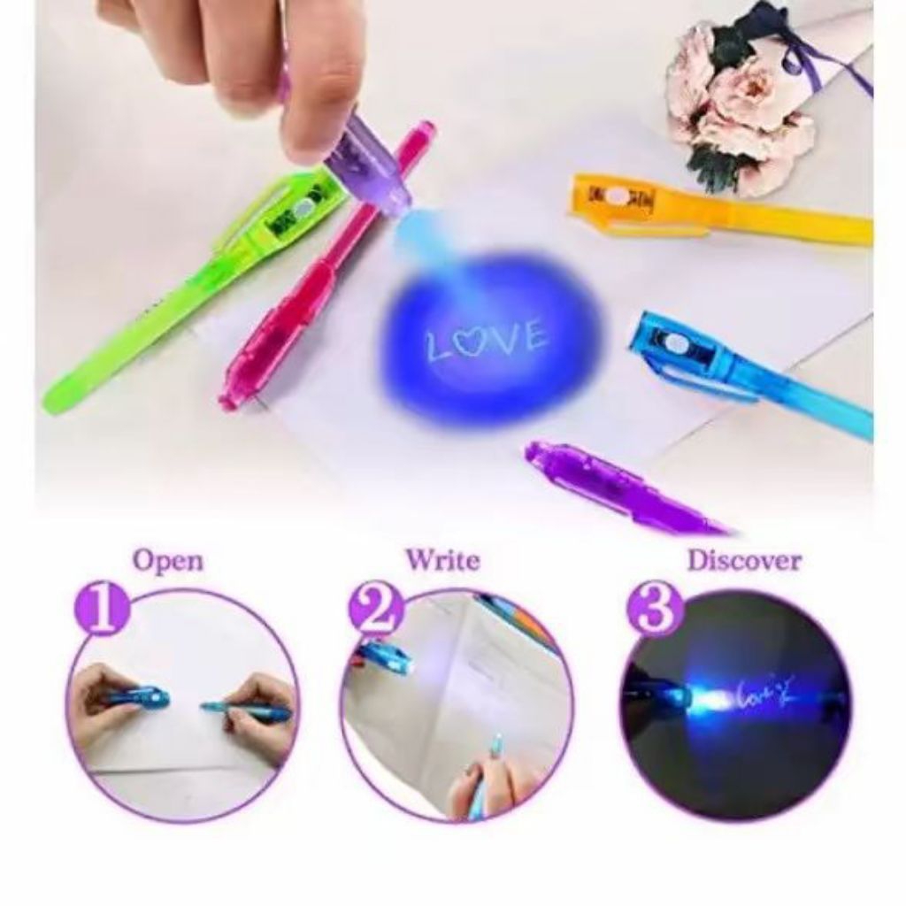 

Pulpen Ajaib Invisible Pen Magic Pan Contek Magic uv pen Stationery.