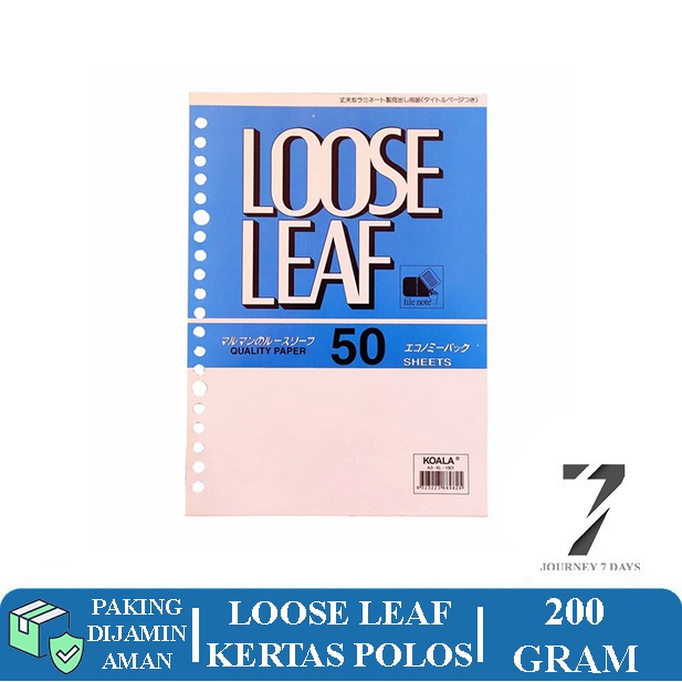 

KOALA LOOSE LEAF A5 KERTAS POLOS JOURNEY 7 DAYS DENGAN PAKING AMAN