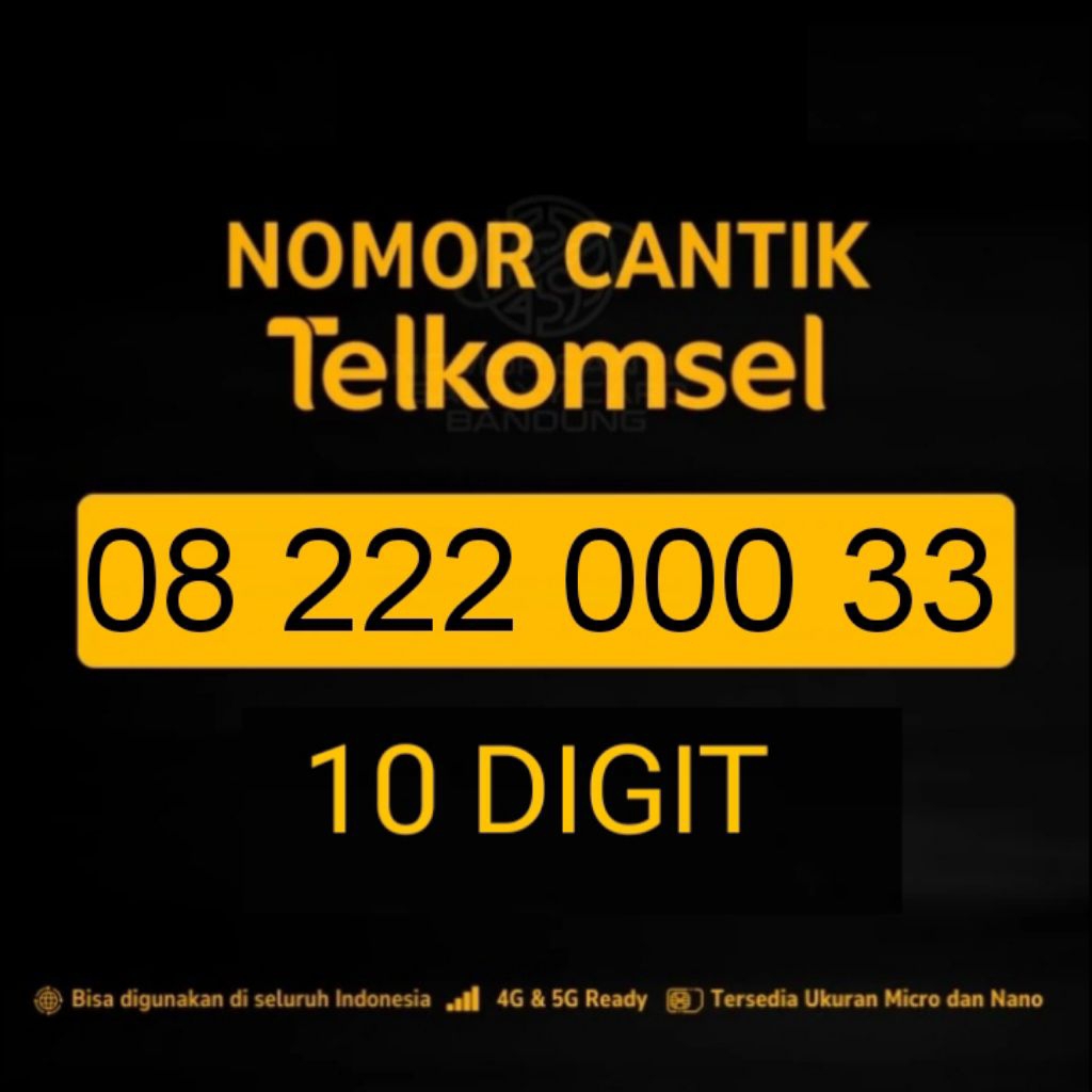 nomor cantik telkomsel simpati 10 digit 8 222 000 33