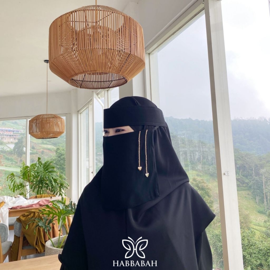 Niqob Bandana Cadar Niqab Pendek Silk|Habbabah Niqob Clara